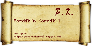 Pordán Kornél névjegykártya